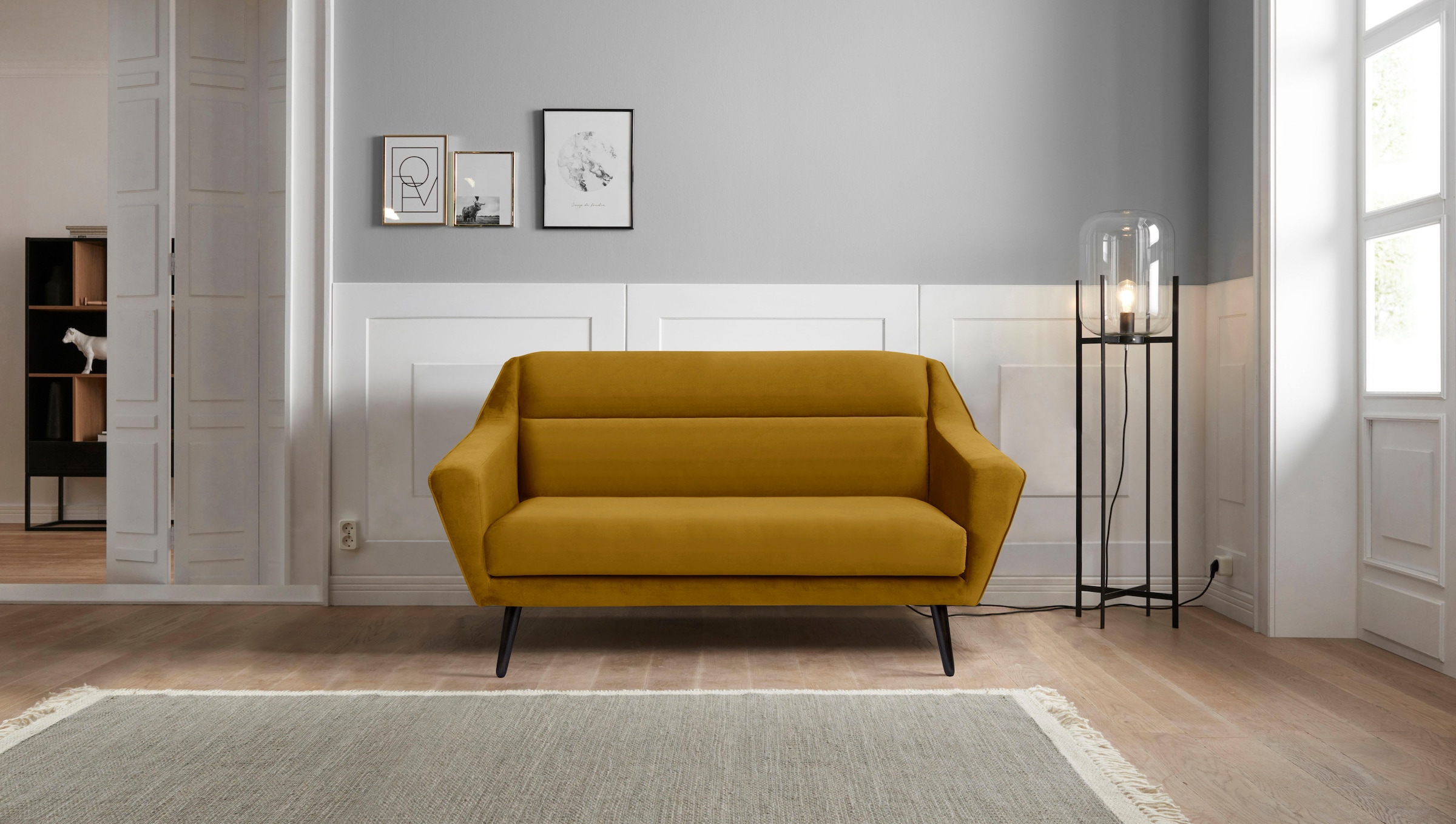 OTTO home 2-Sitzer "Bille" mit Naht im Rückenkissen und Eiche-Beinen, Desig günstig online kaufen