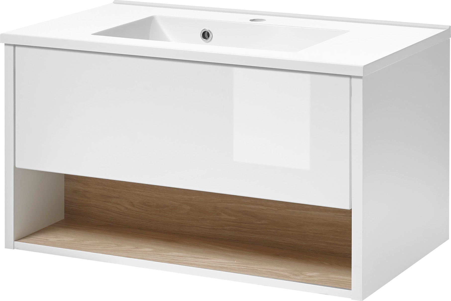 Places of Style Badmöbel-Set »Studio Line, Bad im modernen Design, 2-teiliges Badezimmer«, (2 St.), Waschtisch und Spiegel, in zwei Farben verfügbar, viel Stauraum