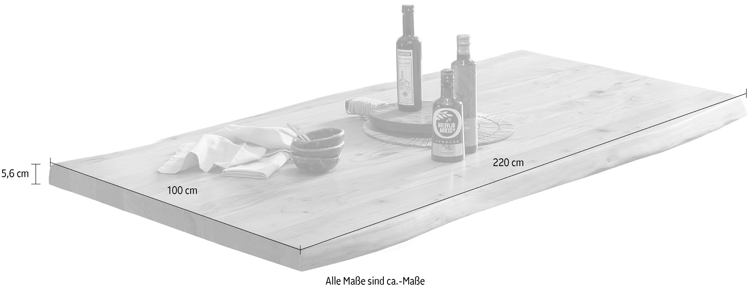 SIT Tischplatte, Baumkante wie gewachsen
