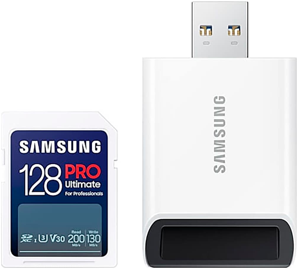SAMSUNG Speicherkarte "SD PRO Ultimate + USB Adapter", 128 GB, weiß, Speicherkarten