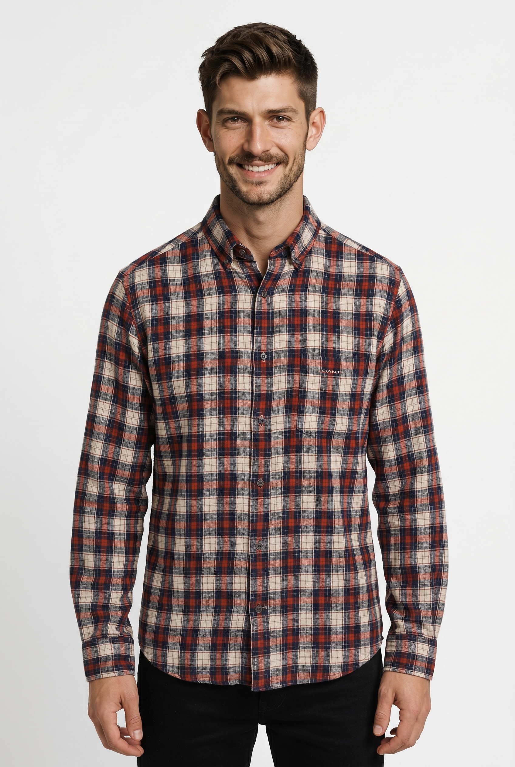 Gant Karohemd "REG WINDBLOWN FLANNEL CHECK SHIRT" Mit Rundhalsausschnitt