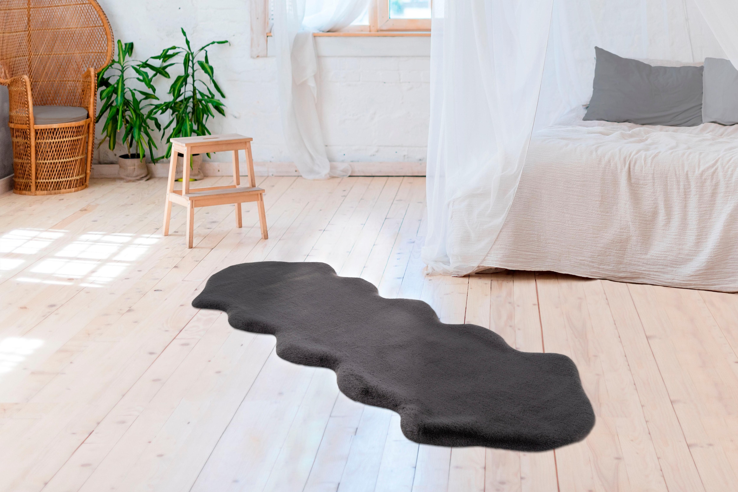 Arte Espina Fellteppich »Rabbit 300«, fellförmig, 35 mm Höhe, Kunstfell, Kaninchenfell-Haptik, supersoft, ideal als Bettvorleger