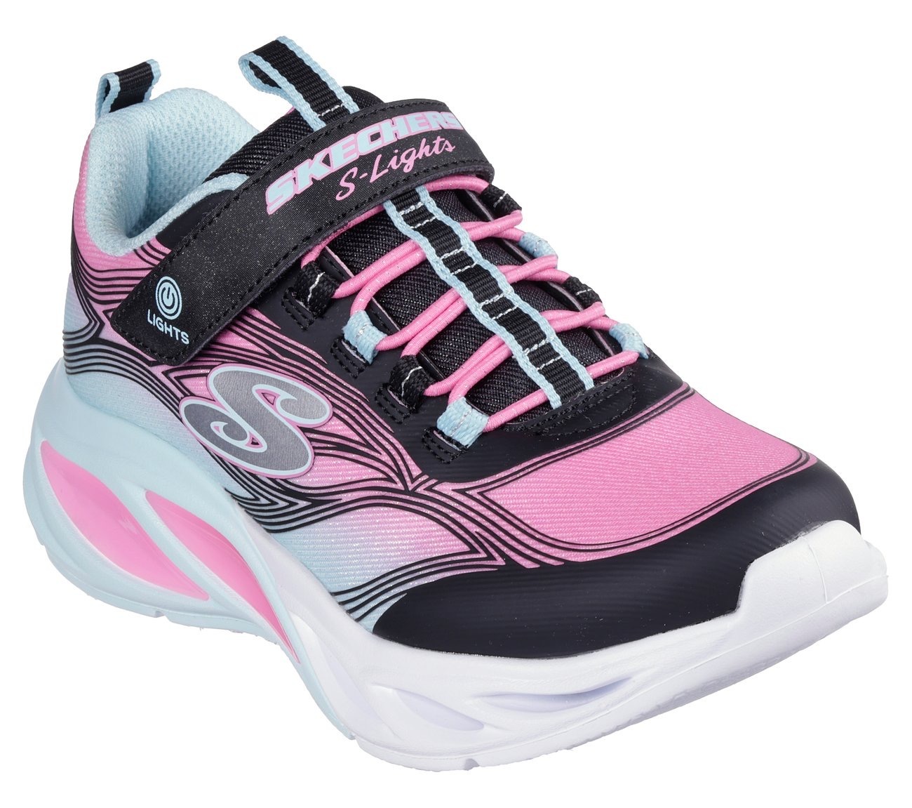 Skechers Sneaker »COSMIC GLOW LIGHTS«, Blink,-Klettschuh mit Glitzer, Größenschablone zum Download