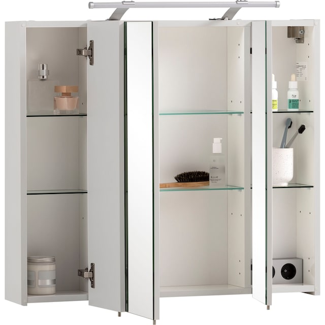 Schildmeyer Spiegelschrank »Dorina«, Breite 80 cm, 3-türig, LED-Beleuchtung,  Schalter-/Steckdosenbox kaufen | BAUR