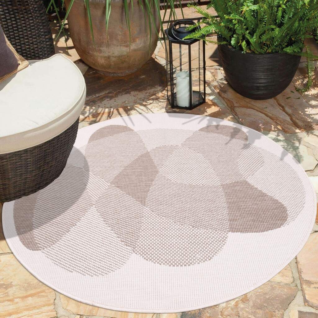 Carpet City Outdoorteppich "DUO RUG 5835", rund, 5 mm Höhe, Wendeteppich Wetterfest In- & Outdoor, Balkon, Terrasse, Woh