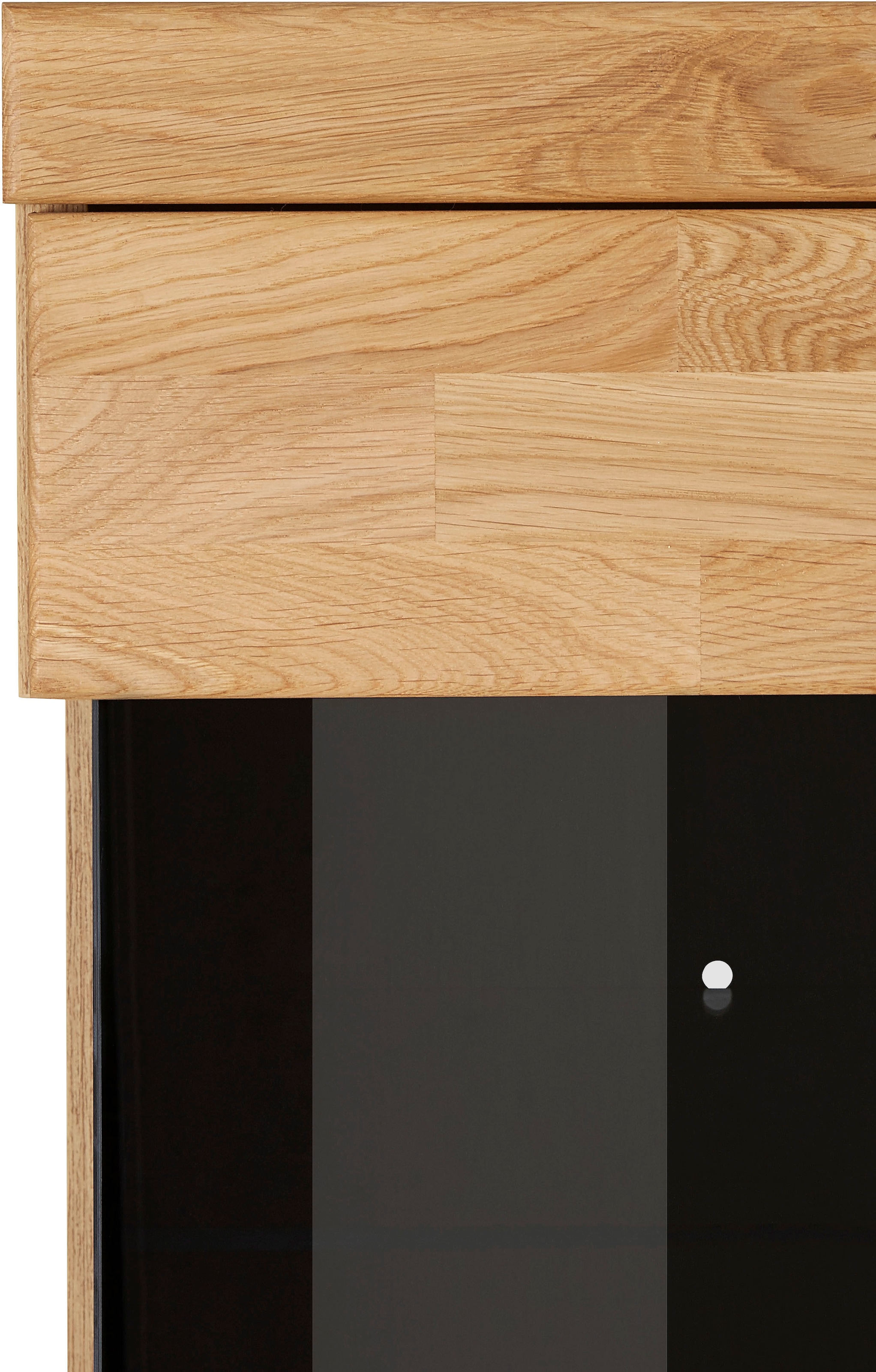 Home affaire Highboard »Ribe,125cm breit,115cm hoch, Fronten Massivholz,5Türen,3 Schubladen«, Holz massiv, Holzwerkstoff, Metall Griffe,10Fächer, Böden versetzbar