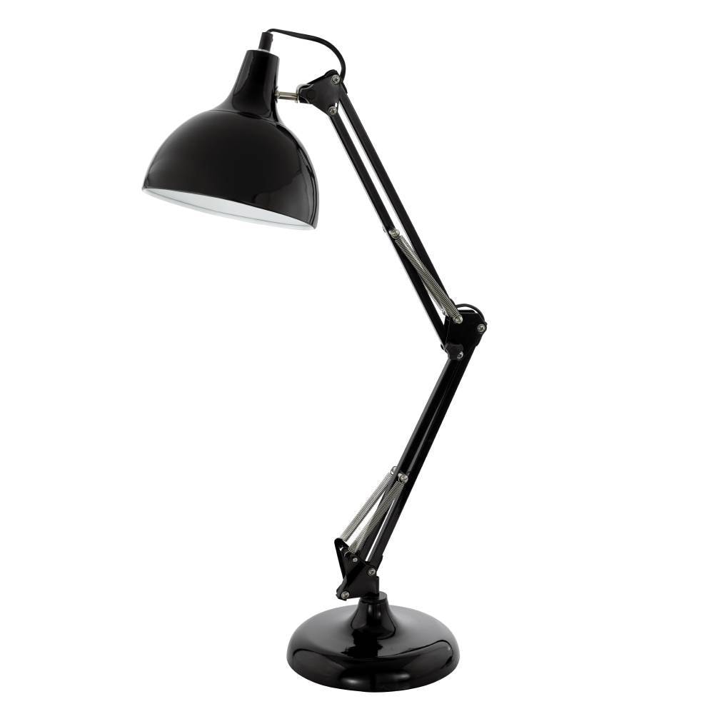 EGLO Tischleuchte »BORGILLIO«, 1 flammig, Leuchtmittel E27 | ohne Leuchtmittel, Vintage Schreibtischlampe aus Stahl in Schwarz, E27, inkl. Schalter