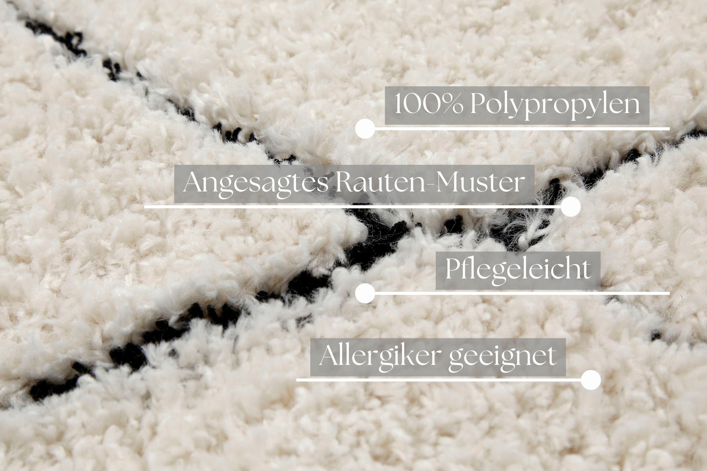 my home Hochflor-Teppich »Aveline, auch als Läufer erhältlich«, rechteckig, 35 mm Höhe, Langflor, Shaggy im Berber Stil, geometrisch, Raute, Wohnzimmer