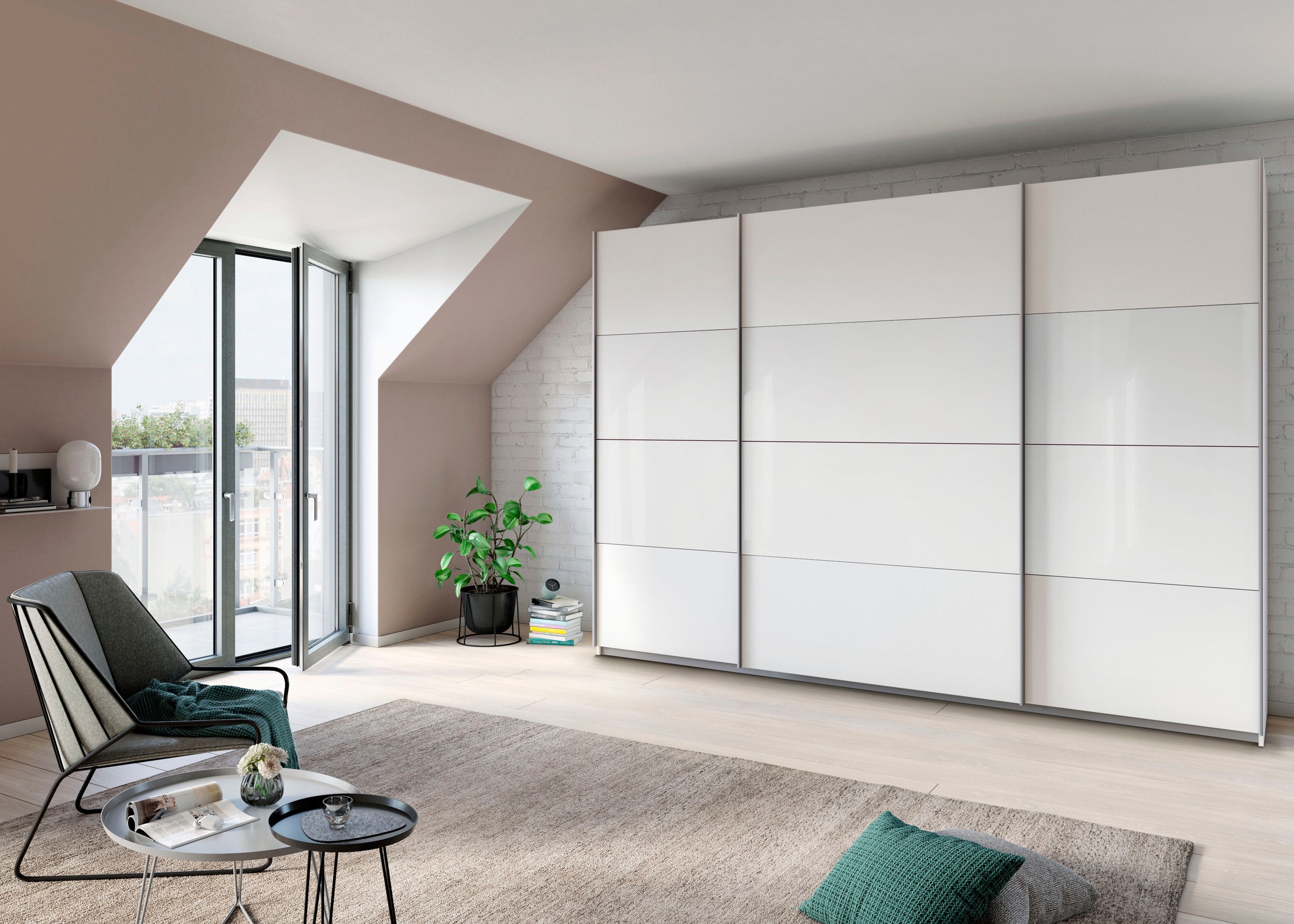 rauch Schwebetürenschrank »Quadra Bestseller Schlafzimmerschrank in vielen Breiten«, Kleiderschrank Garderobenschrank Schrank mit Glaselementen