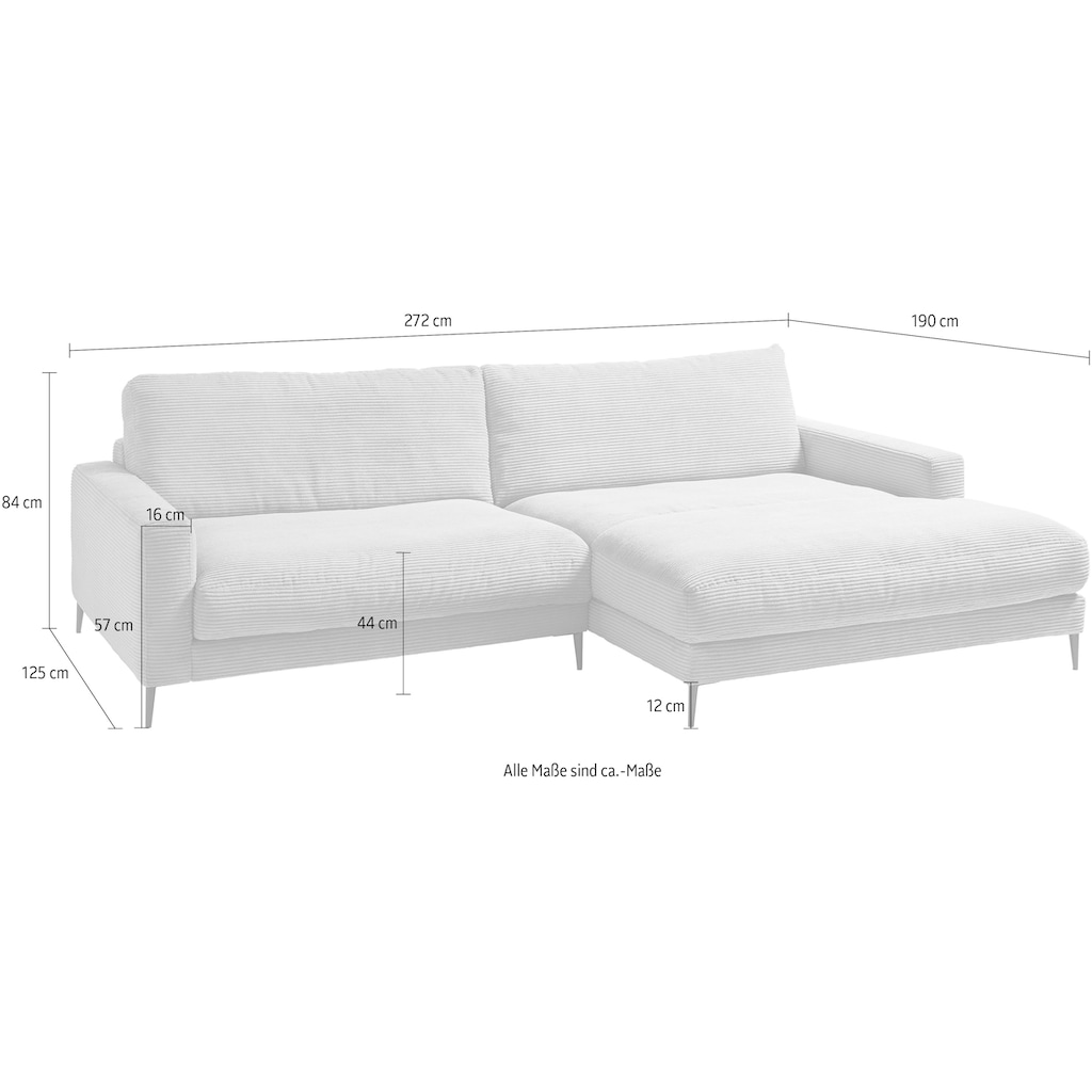 INOSIGN Ecksofa »Downtown, B/T/H: 272/190/84 cm L-Form«