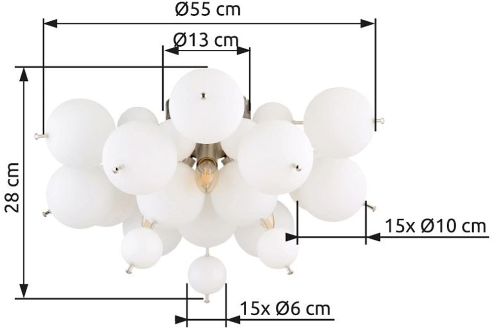 GLOBO LIGHTING Deckenleuchte »UDO«, Leuchtmittel E14 | ohne Leuchtmittel, Glaskugeln-DM: 15 x 6 cm, 15 x 10 cm