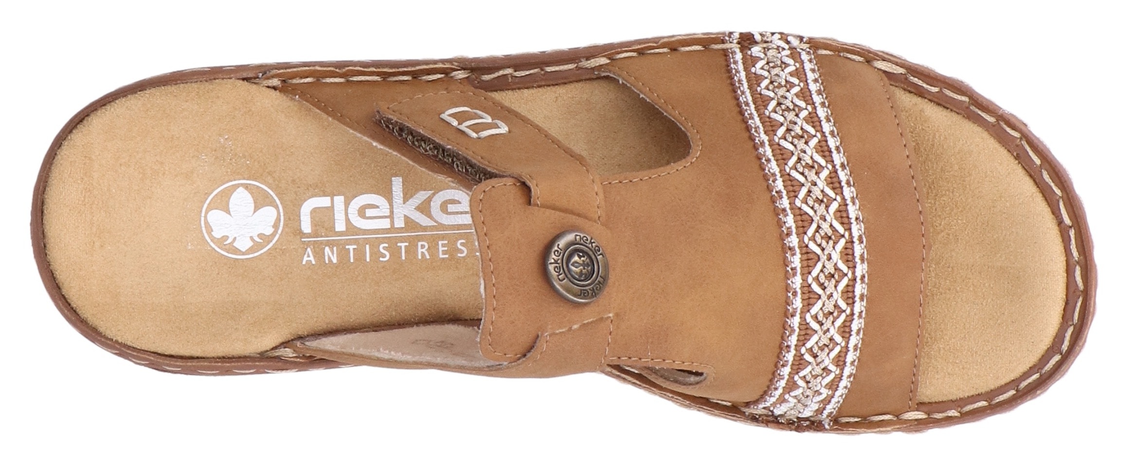 Rieker Pantolette, Sommerschuh, Schlappen, Hausschuh, Urlaubschuh mit Klettverschluss