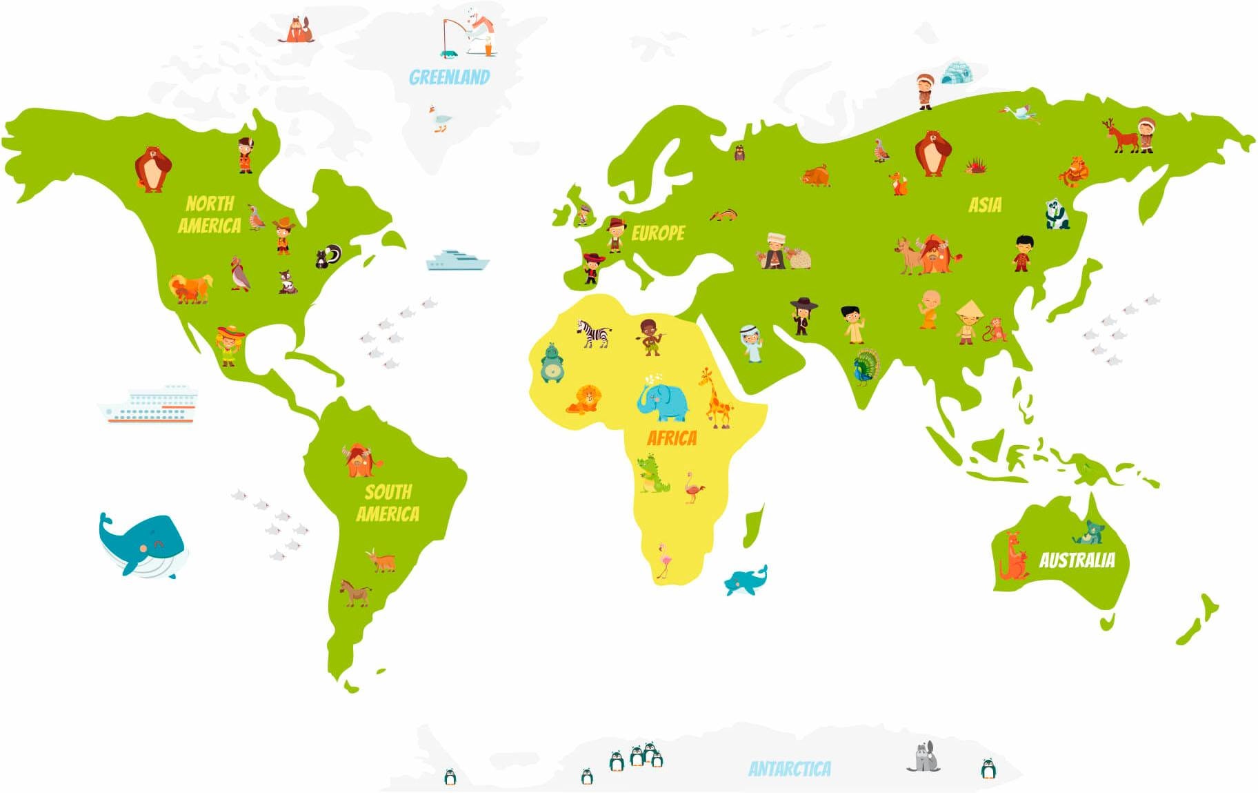 Wandtattoo »Lustige Kinder Weltkarte«, selbstklebend, entfernbar