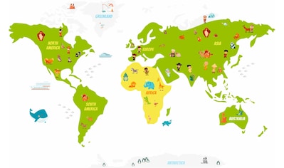 Wandtattoo »Lustige Kinder Weltkarte«