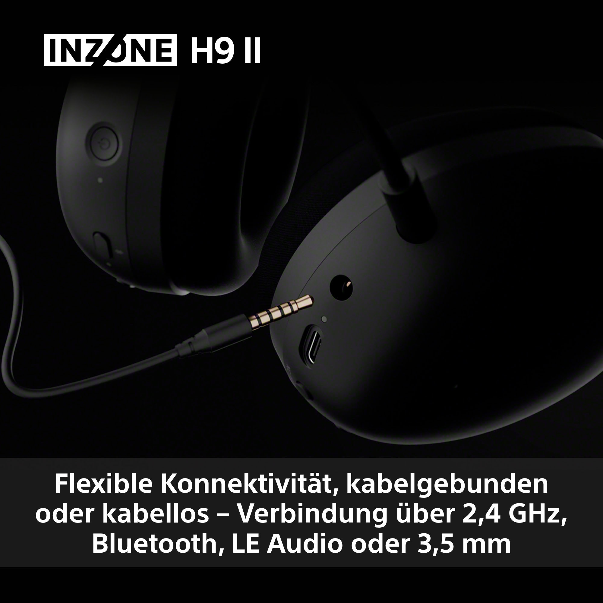Sony Gaming-Headset »INZONE H9 II«, A2DP Bluetooth-AVRCP Bluetooth-Bluetooth-HFP-HSP, Adaptive Noise-Cancelling-Freisprechfunktion-Mikrofon abnehmbar-Rauschunterdrückung-Stummschaltung-Transparenzmodus