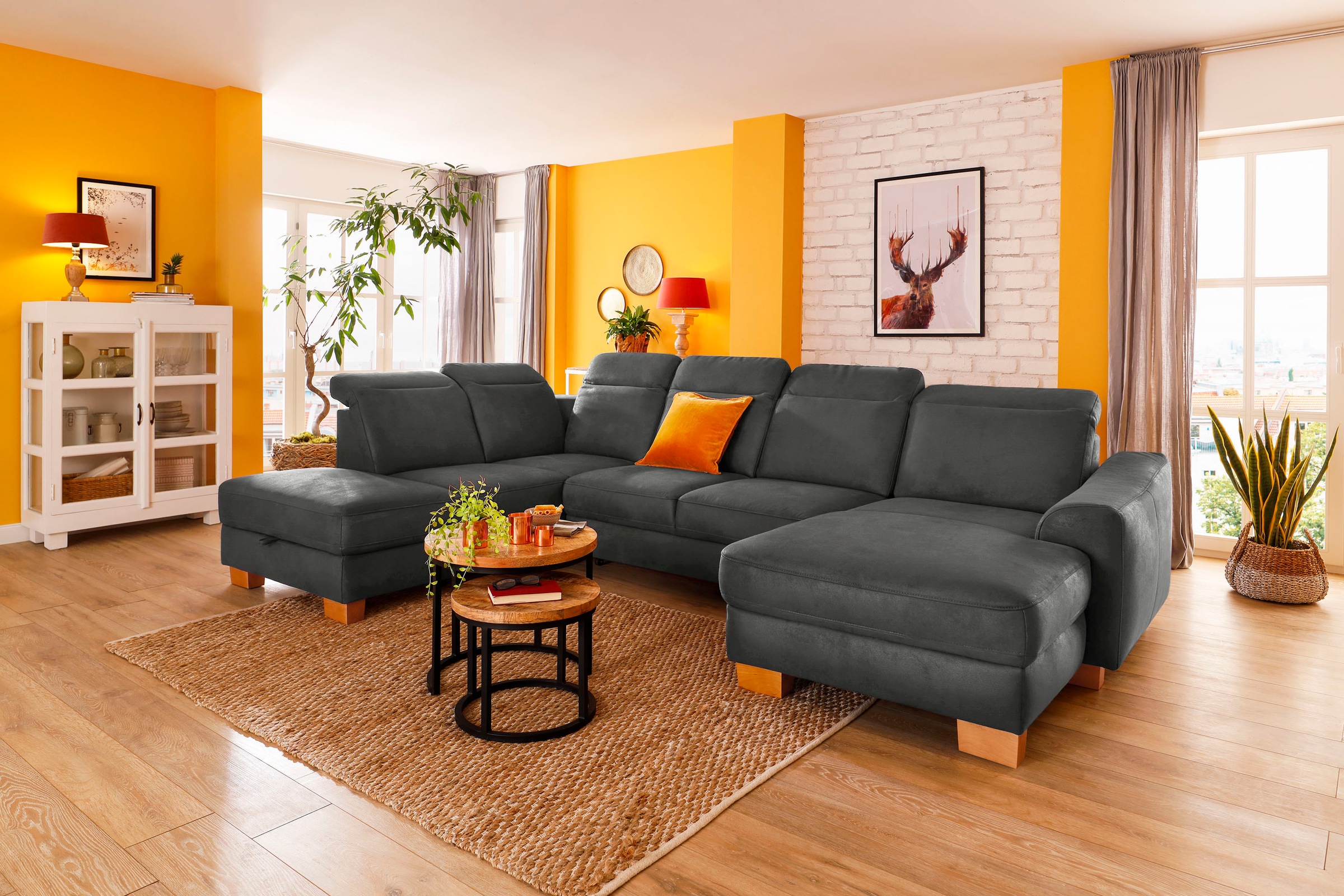 Home affaire Wohnlandschaft "Dundee U-Form" wahlweise mit Kopfteilverstellu günstig online kaufen