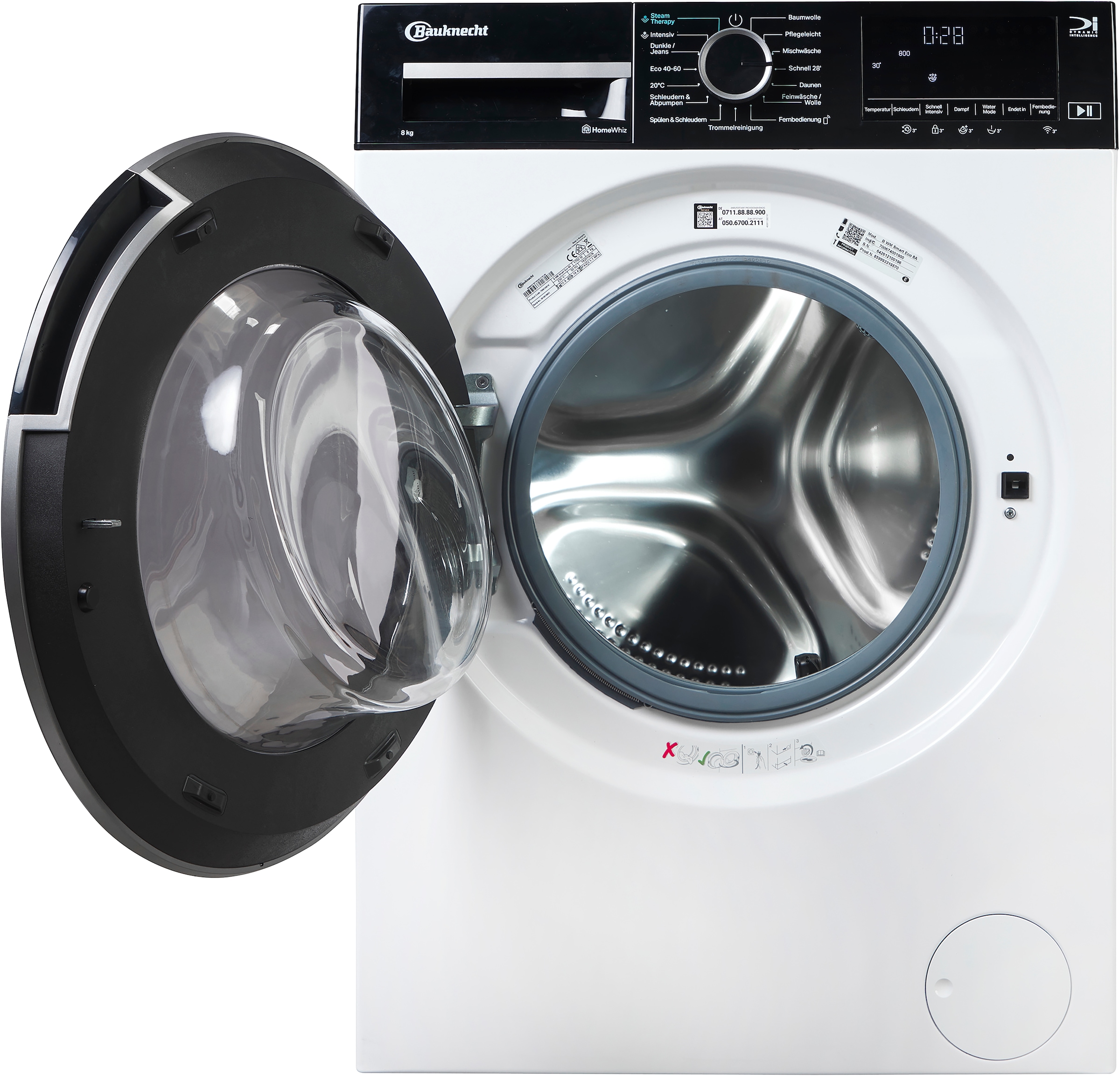 BAUKNECHT Waschmaschine »B WM Smart Eco 8A« 8 kg 1400 U/min Adaptive Wash – Intelligente Adaption der Waschprogramme