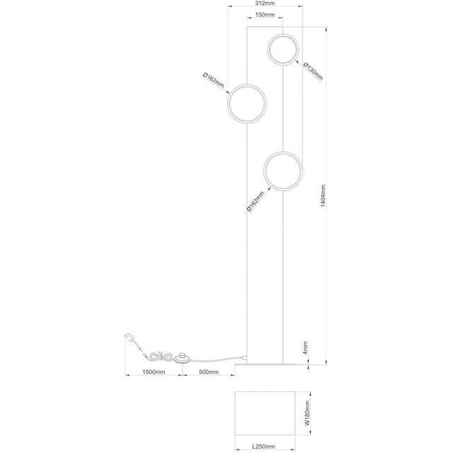 Brilliant LED Stehlampe »Cheesy«, 140 cm Höhe, 2300 lm, 3000K, Holz/Metall,  natur/schwarz | BAUR