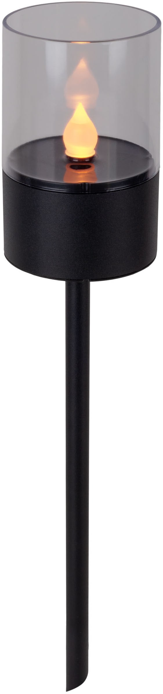 my home LED Solarleuchte »Lufy«, 4 flammig, Leuchtmittel LED-Modul | LED fest integriert, 4er Set Dekoerdspieß, Flammeneffekt, Metall schwarz lackiert, H: 37cm