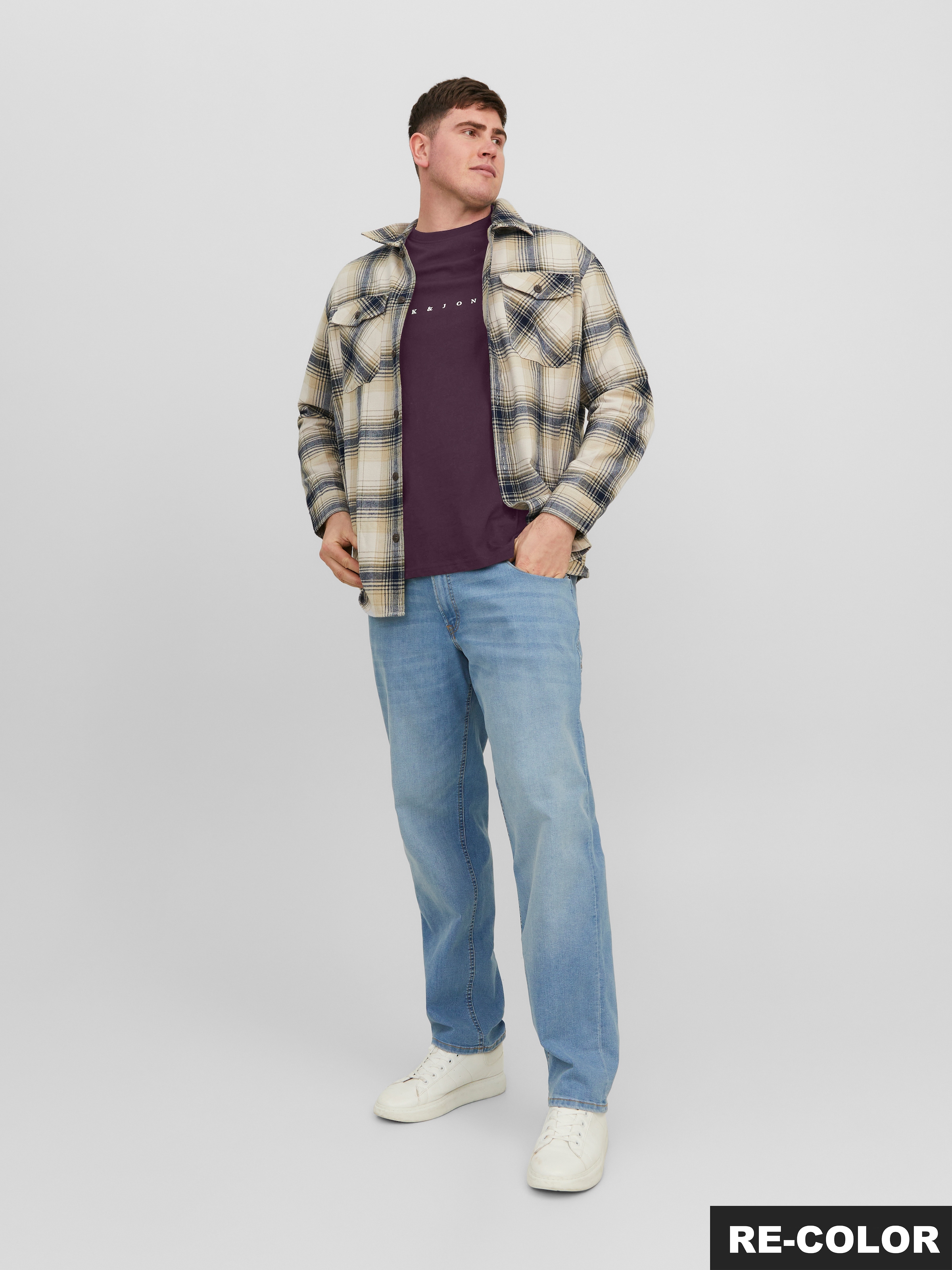 Jack & Jones PlusSize Rundhalsshirt »JJESTAR JJ TEE SS NOOS PLS«, mit Logo Schriftzug