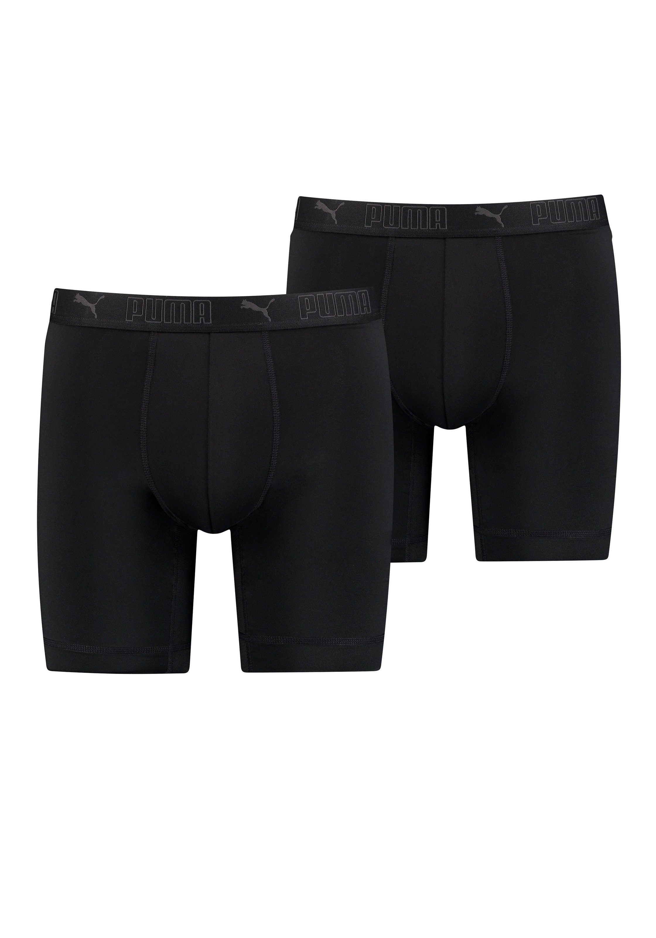 PUMA Langer Boxer "PUMA MEN SPORT MICROFIBER LONG BOXERS 2P" mit Logo-Bund