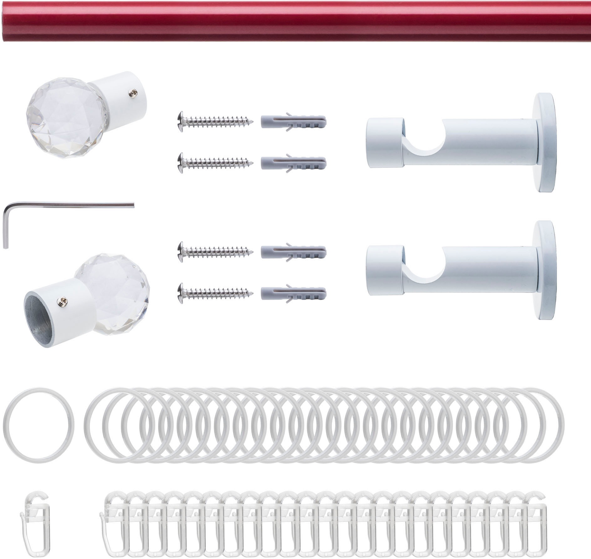 Liedeco Gardinenstange »Fertigstilgarnitur 20 mm Power Celebration  Facettkugel«, 1 läufig-läufig, Fixmaß, Gardinenstange Komplett,  Farbkombination | BAUR | Gardinenstangen