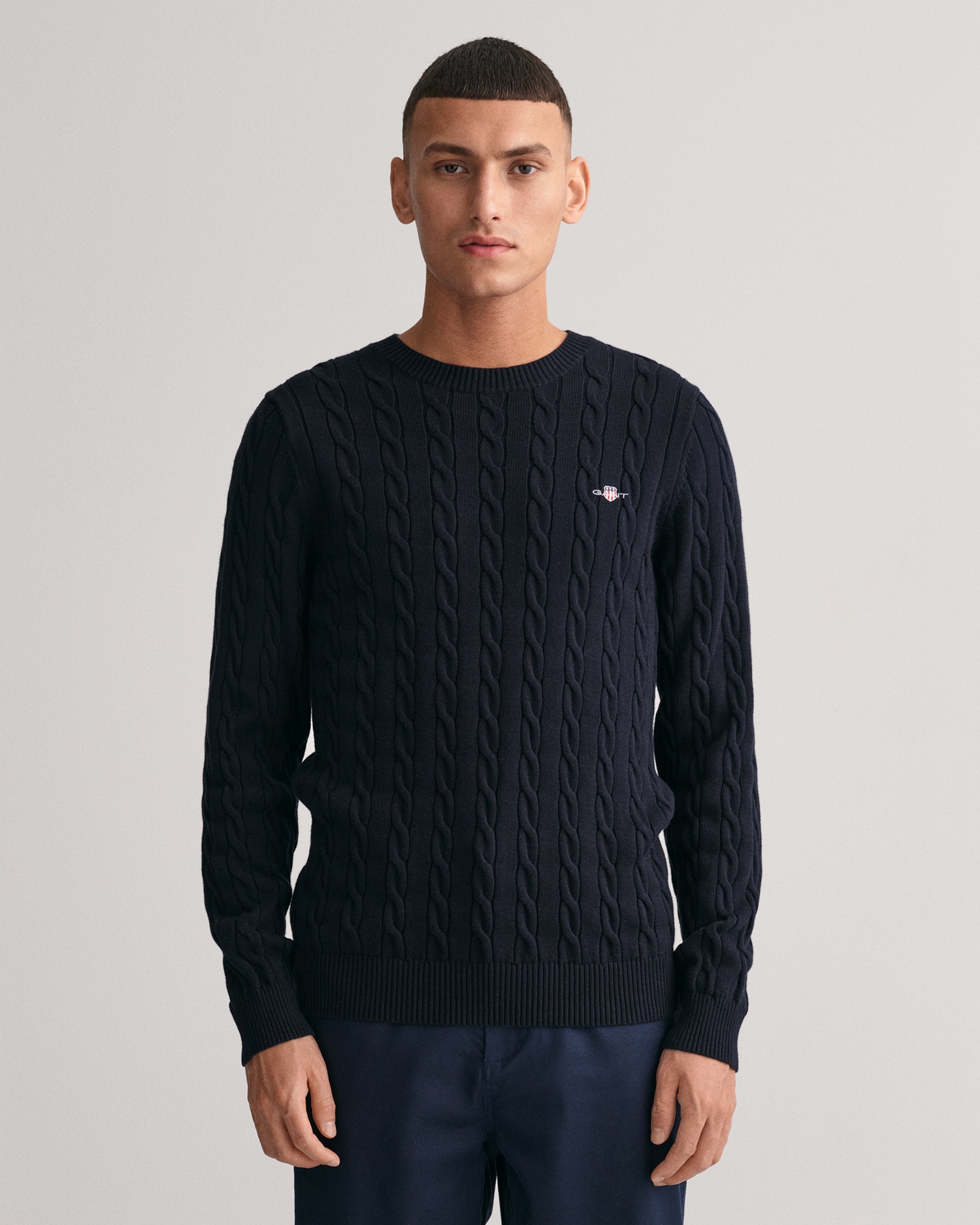 GANT Cotton Cable Crew Neck Sweater Evening Blue M 6