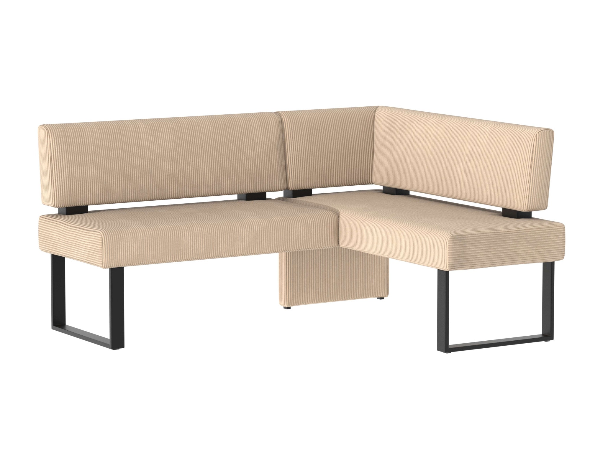 Eckbank OTTO HOME "Oliver mit Metallgestell, Küchenbank", weiß (beige (castello 8622), schwarz), B:200cm H:89cm T:160cm, Holzwerkstoff, Massivholz, Polyester, Sitzbänke, Eckbank, verschiedene Bezüge Cord Esszimmerbank OTTOs Choice
