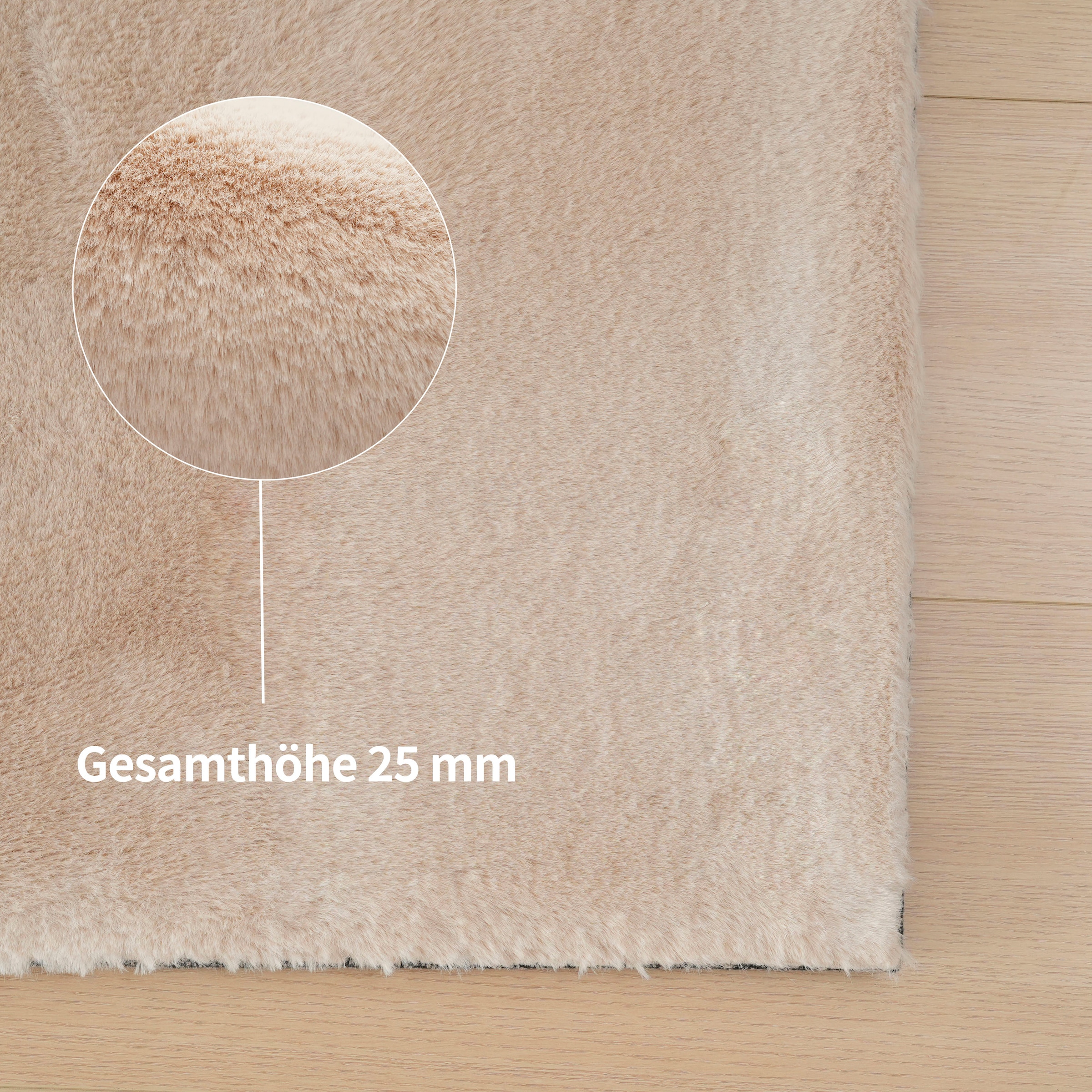 Bruno Banani Fellteppich »Rabbit 2, Kunstfell Teppich, Modern«, rechteckig, 25 mm Höhe, Kaninchenfell-Haptik, sehr weich, Wohnzimmer, Schlafzimmer, Esszimmer