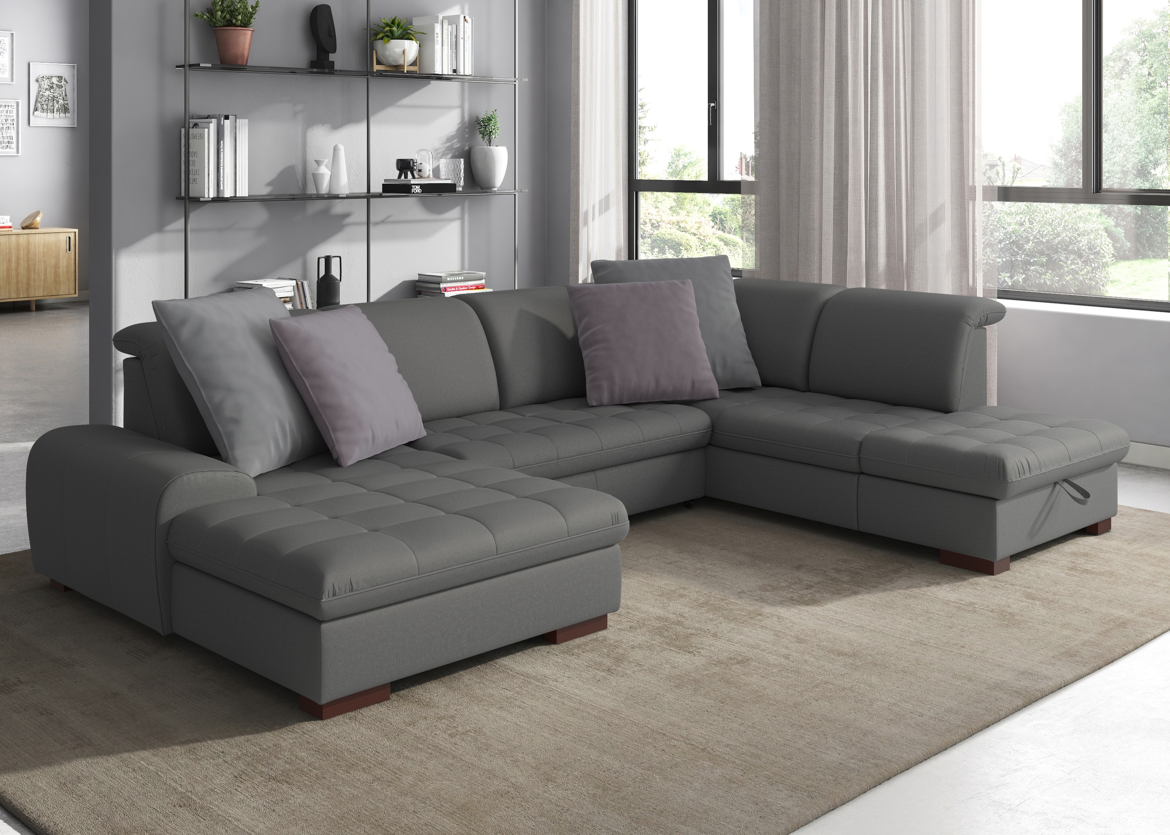 sit&more Wohnlandschaft "Luxor U-Form" wahlweise mit Schlaffunktion, Bettkasten und Kopfteilverstellung