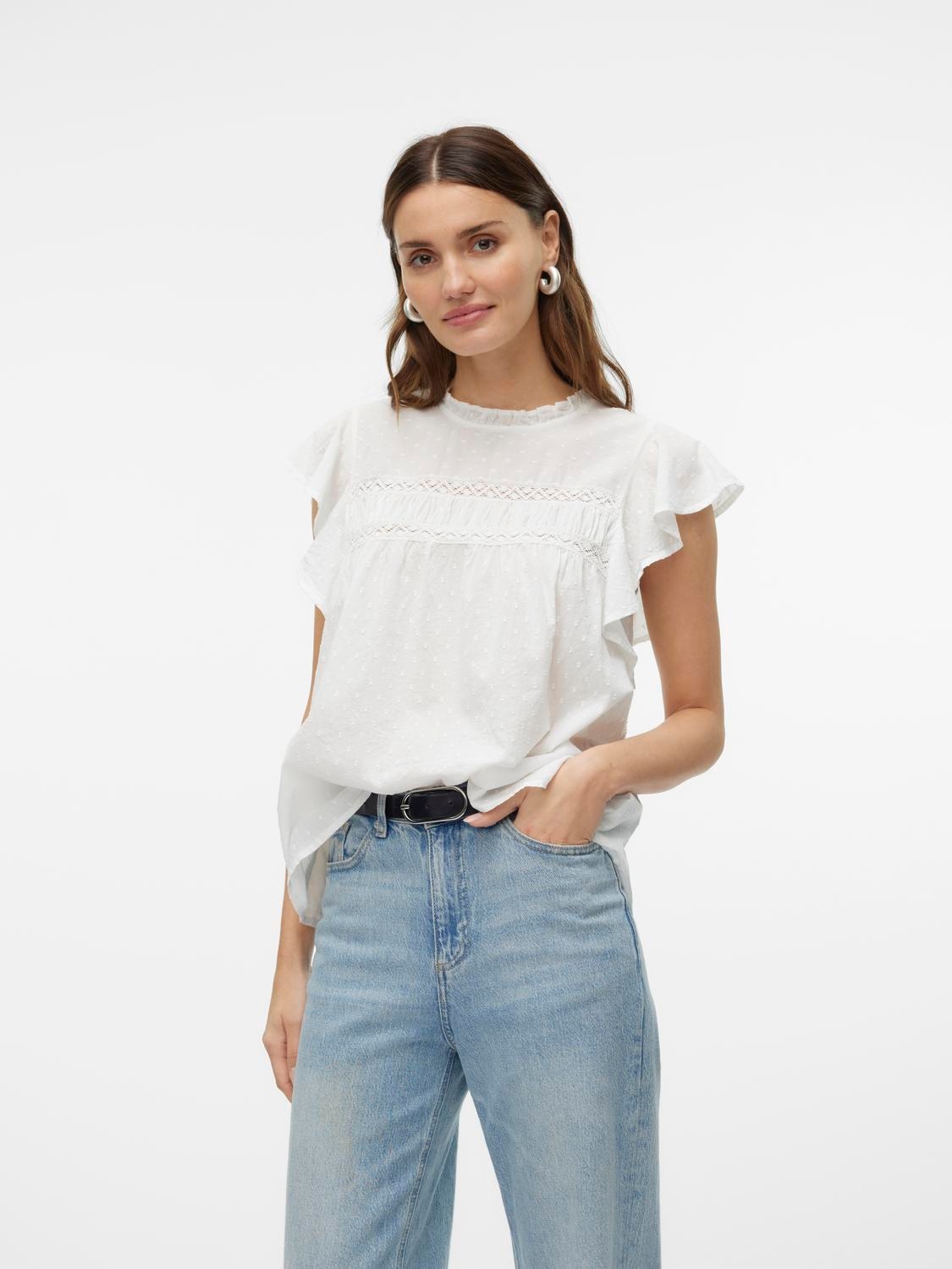 Vero Moda "VMTRINE SL LACE TOP WVN NOOS" Baumwolle günstig online kaufen
