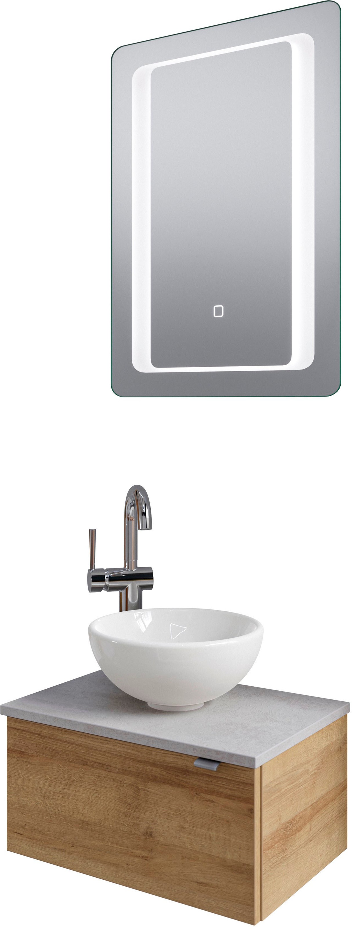 Saphir Badmöbel-Set »Serie 6915«, (4 St.), Gäste-Bad, 51 cm breit, mit LED-Spiegel und 1 Tür