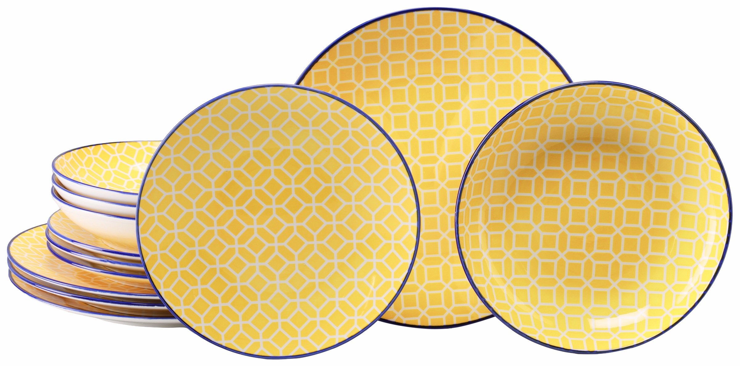 CREATABLE Teller-Set "Mediterran, Tellerset 12-tlg.", 12curry, Geschirr-Sets, Mediterraner Flair, Traditionell keramische Motive