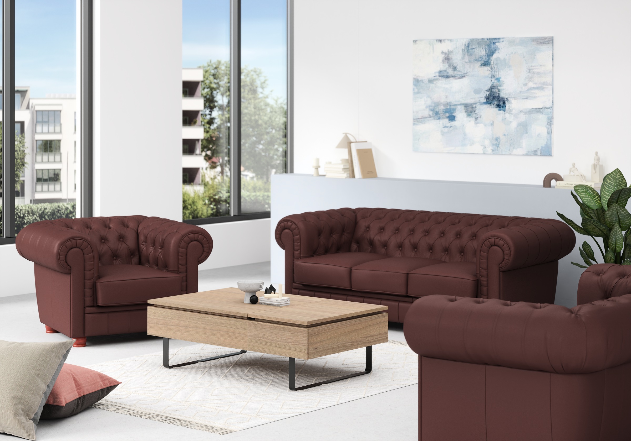 Max Winzer® Chesterfield-Sessel »Kent, Loungesessel, edel und bequem, tolle Detailverarbeitung«, Sessel mit edler Knopfheftung, komfortable Armlehnen, Breite 110 cm