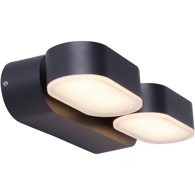 näve LED Außen-Wandleuchte »Motus«, 2 flammig-flammig, 2 bewegliche  Lichtblöcke incl. 60 LED schwarz warmweiß IP 54 | BAUR