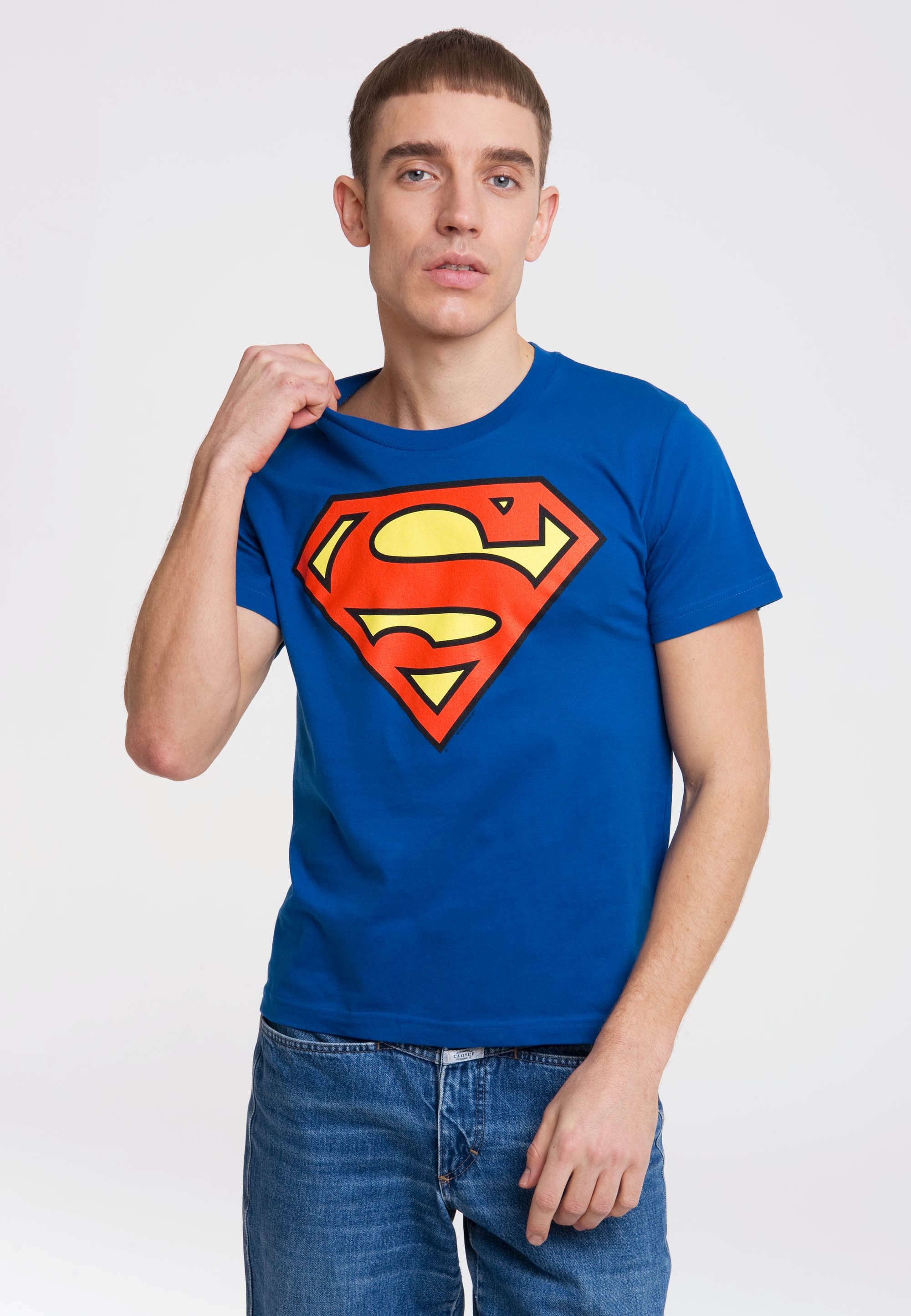 LOGO«, mit - für Frontprint coolem »SUPERMAN | BAUR T-Shirt LOGOSHIRT ▷