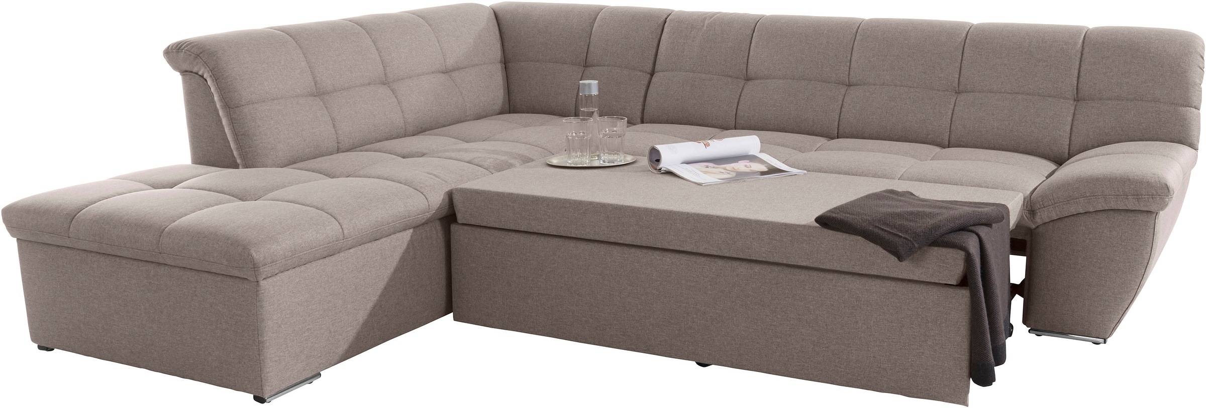 DOMO collection Ecksofa »Lagoa L-Form«, wahlweise mit Bettfunktion, frei im Raum stellbar, große Farbvielfalt