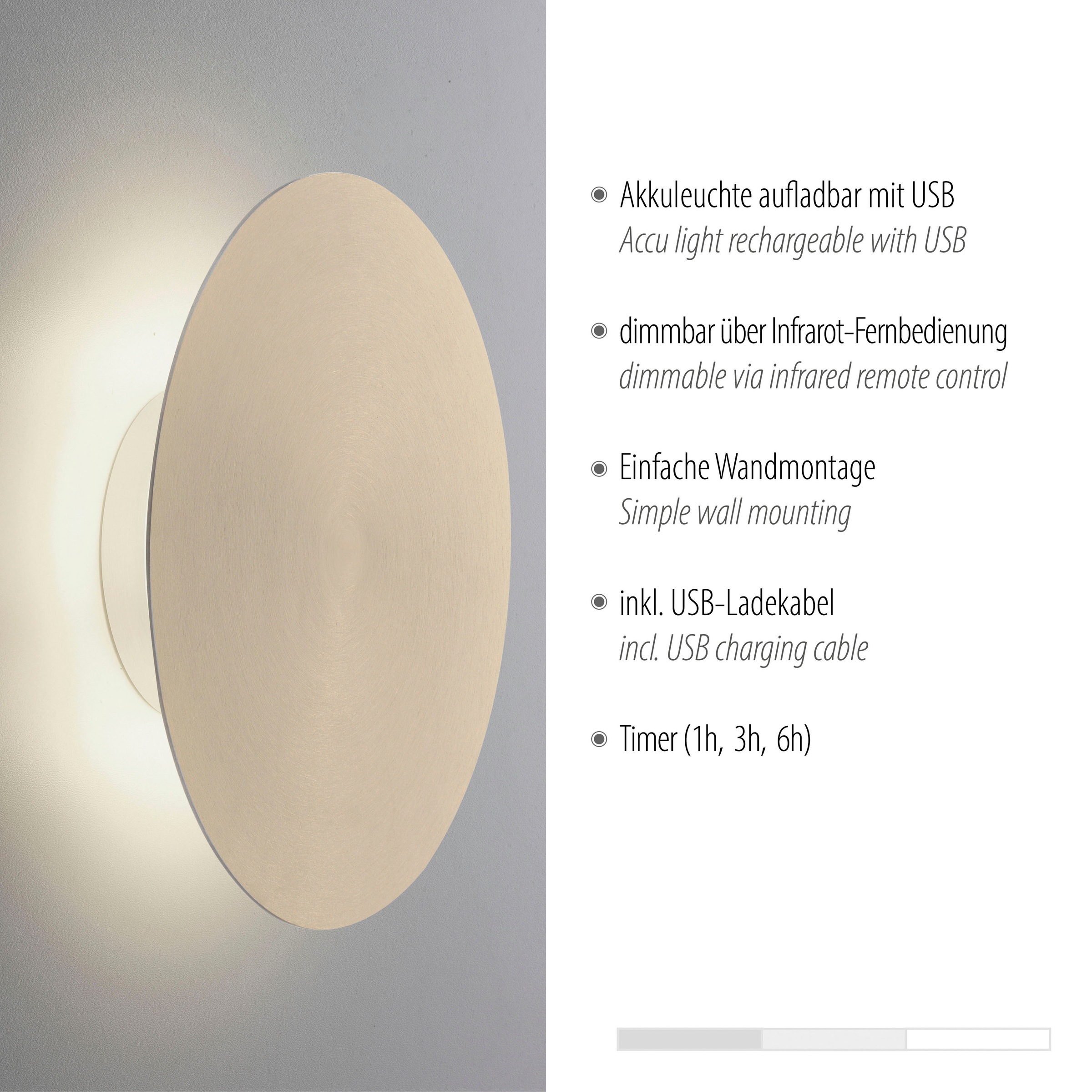 Paul Neuhaus Wandleuchte »AKKU PUNTU«, 1 flammig, Leuchtmittel LED-Board | LED fest integriert