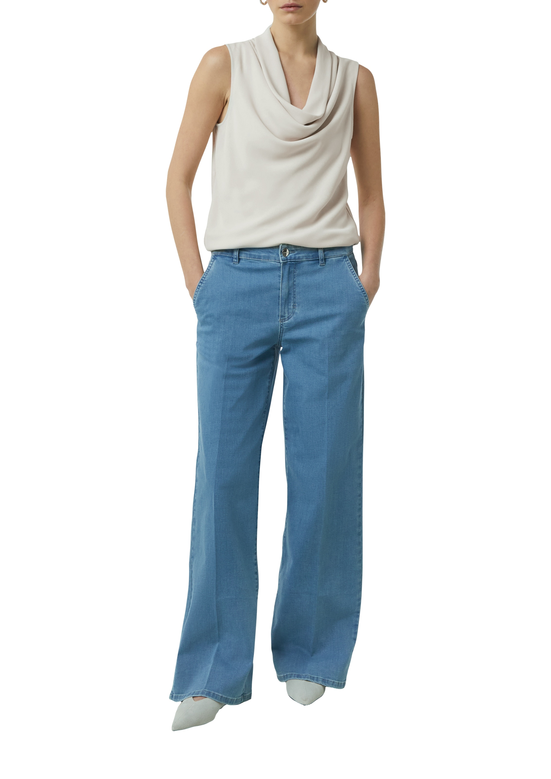 comma T-Shirt mit Wasserfall Ausschnitt günstig online kaufen