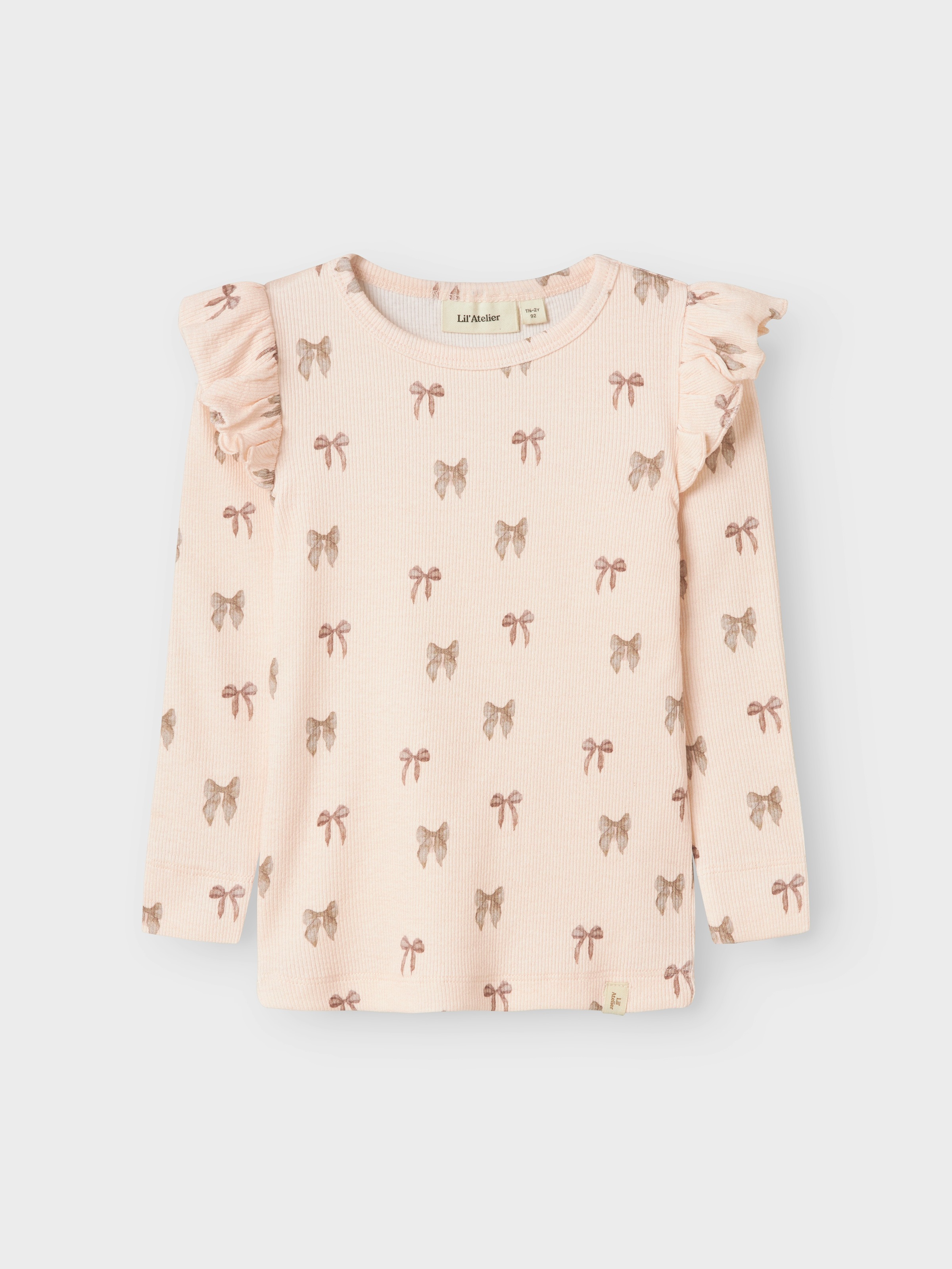 Thumbnail - Lil Atelier Langarmshirt "NMFGAVO EKO LS SLIM TOP LIL NOOS" mit Rüschen, weiche Jersey Rippqualität