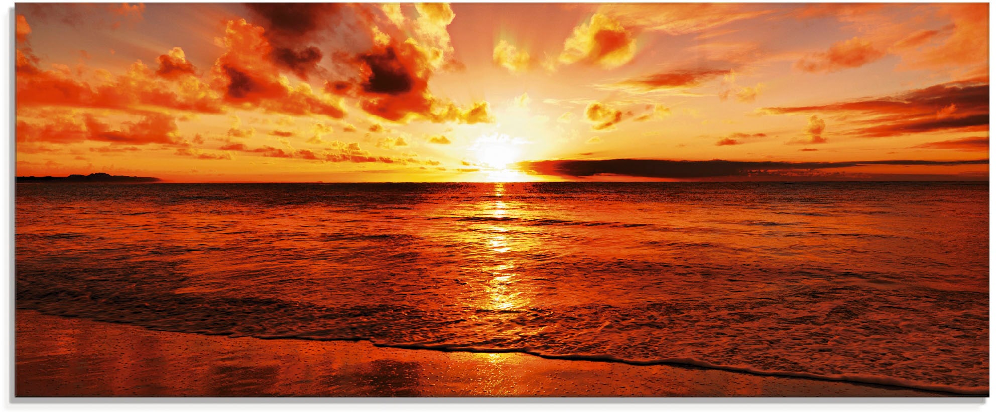 Artland Glasbild »Schöner Sonnenuntergang Strand«, Gewässer, (1 St.), in verschiedenen Größen