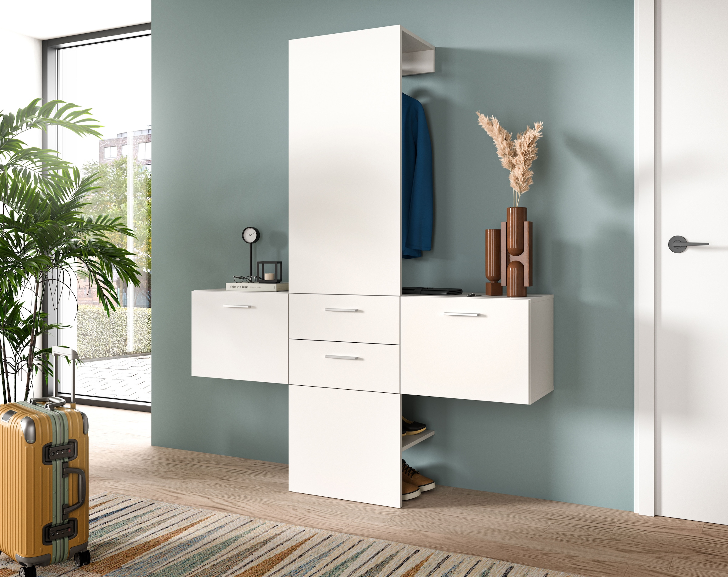 INOSIGN Garderoben-Set, (Set, 3 St.), Lumo, Garderobenset Breite 156 cm, Spiegel, 2 Schubladen, Flur, Diele