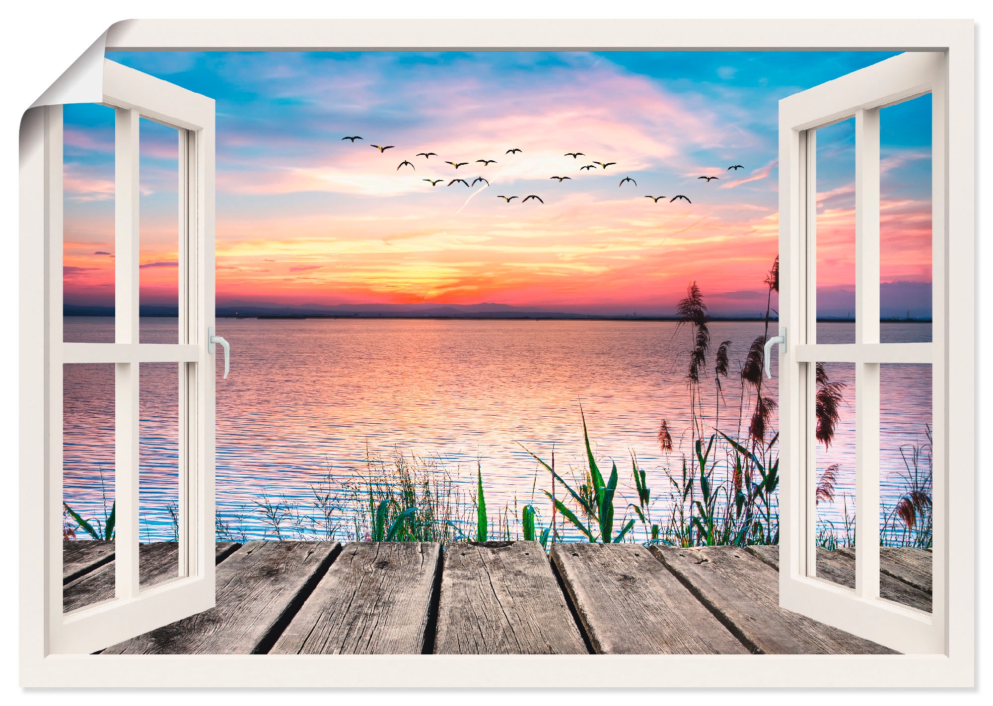 Artland Wandbild "See in den Farben der Wolken", Fensterblick, (1 St.), als günstig online kaufen