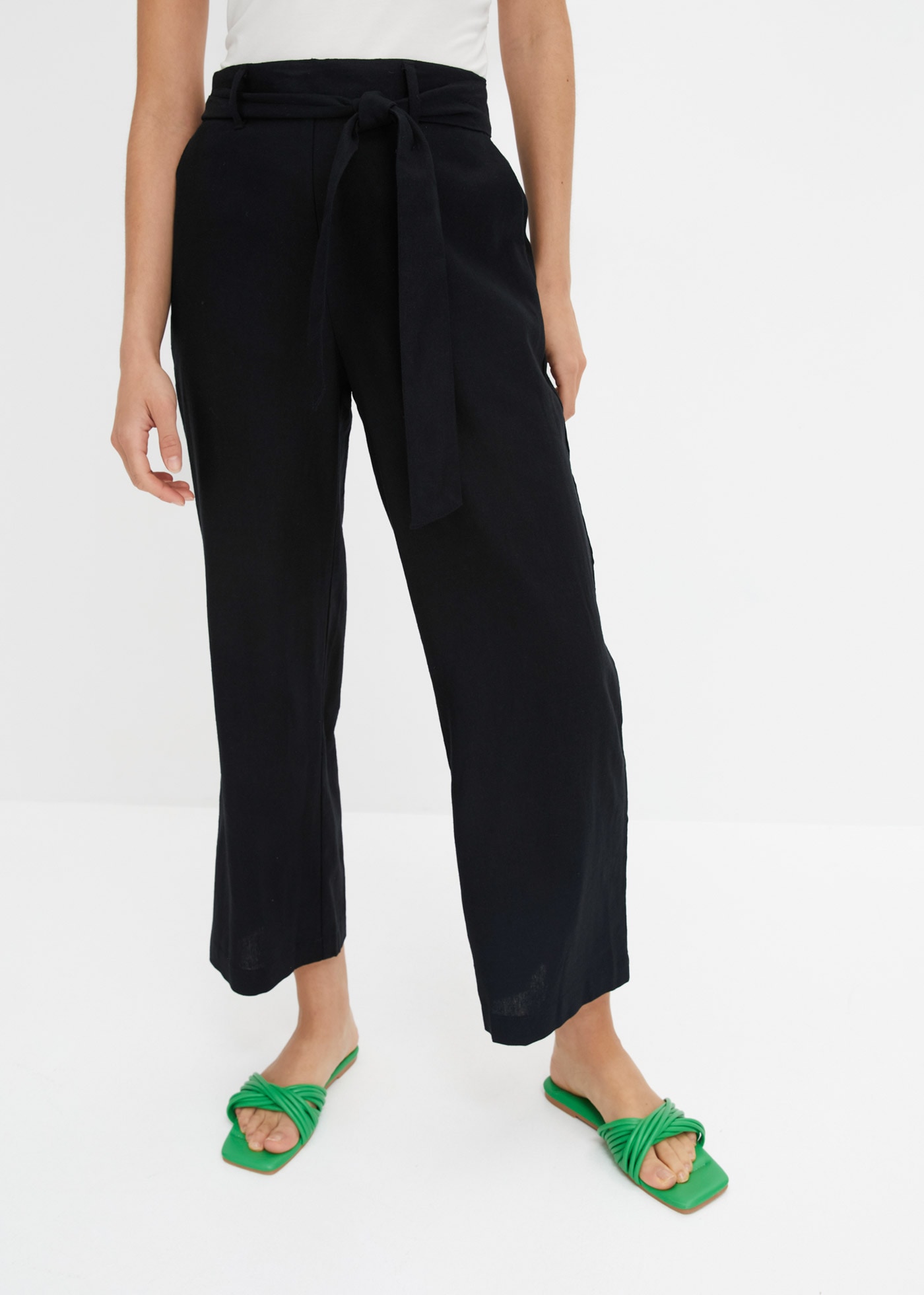 bonprix "Culotte aus luftigem Leinen-Mix" aus Leinen-Mix, mit Bindeband, Loose Fit, knöchelfrei