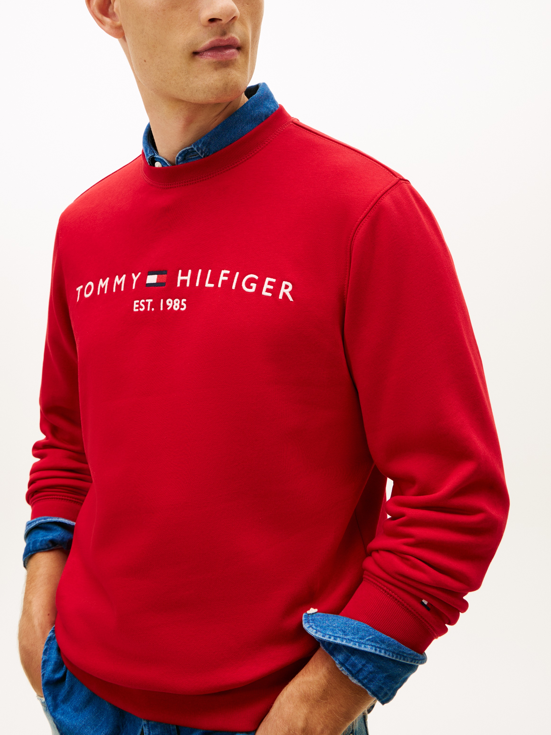 Tommy Hilfiger Sweatshirt "TOMMY LOGO", unifarben, casual, regular fit, Bau günstig online kaufen