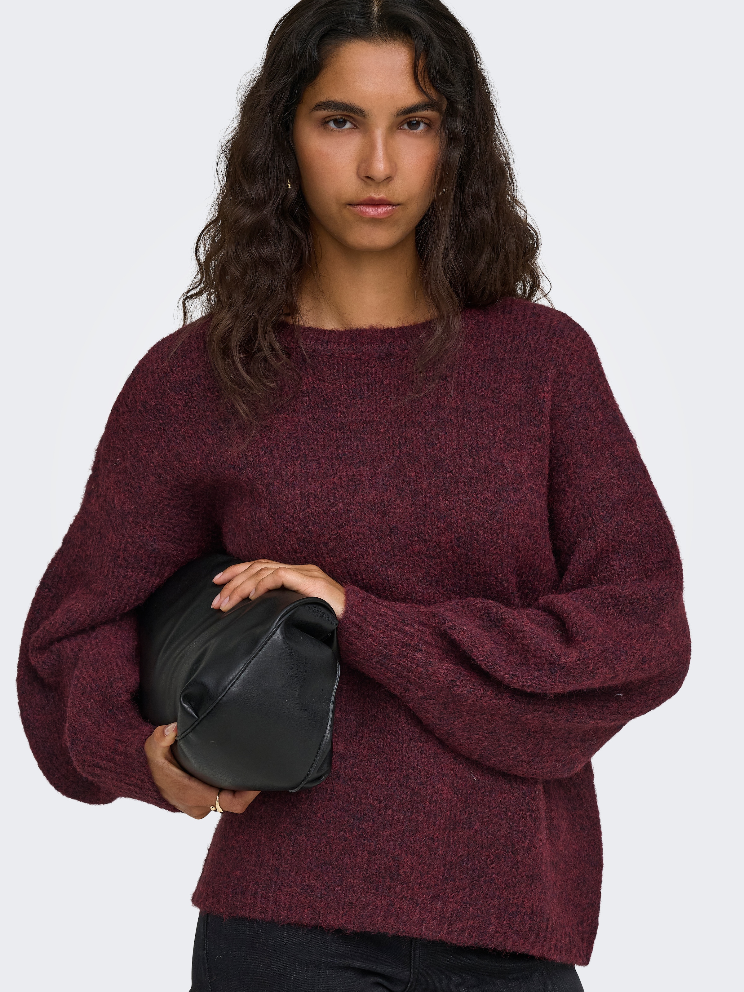 ONLY Strickpullover »ONLNELLIE LS O-NECK KNT NOOS« Materialmix, regular fit