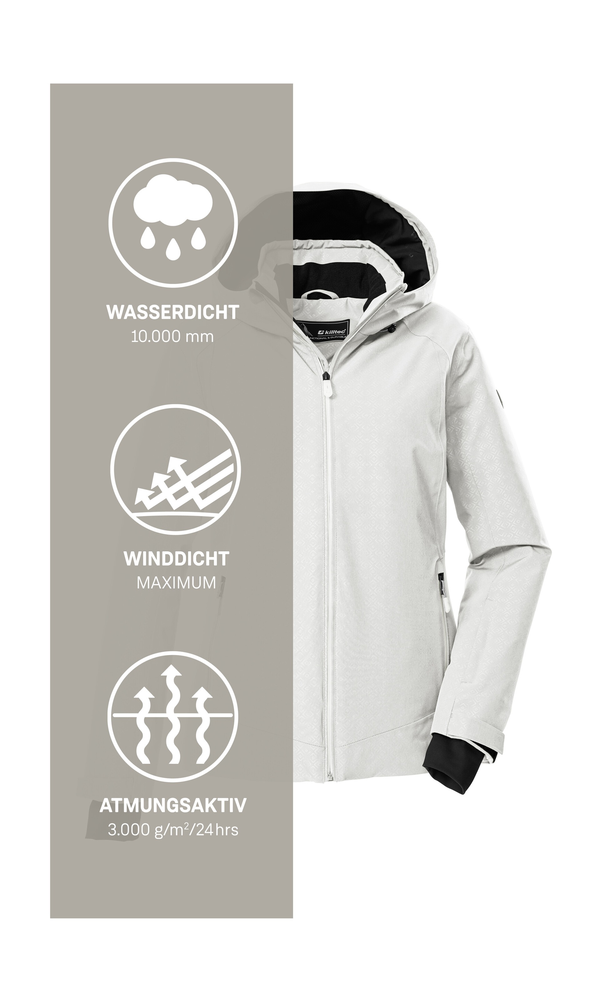 Killtec Skijacke »KSW 33 WMN SKI JCKT«, Damen Skijacke: wasserdicht, atmungsaktiv, verstellbar, PFAs-frei