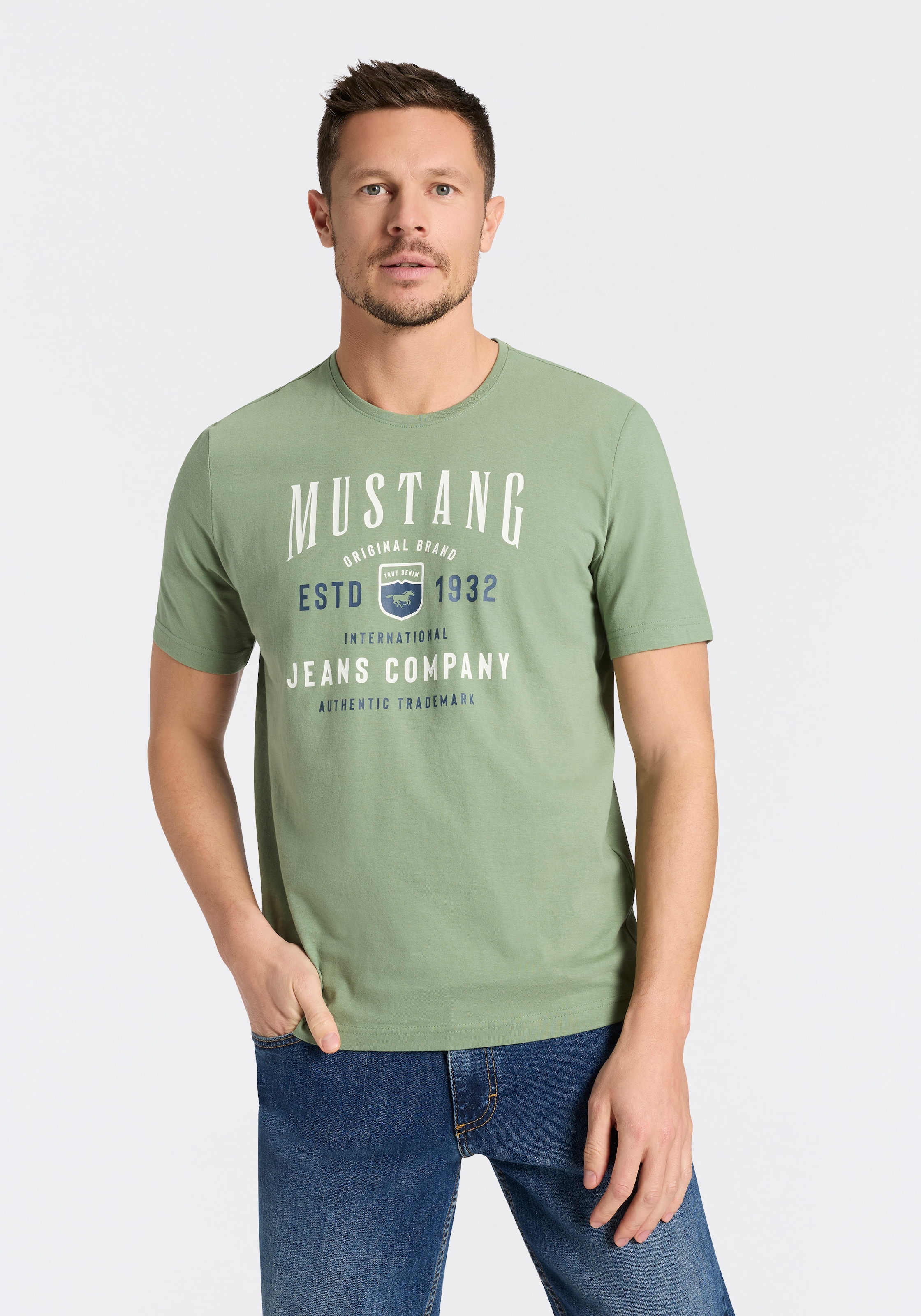 MUSTANG Kurzarmshirt "Alex Logoprint" kurzarm, mit Logoprint günstig online kaufen