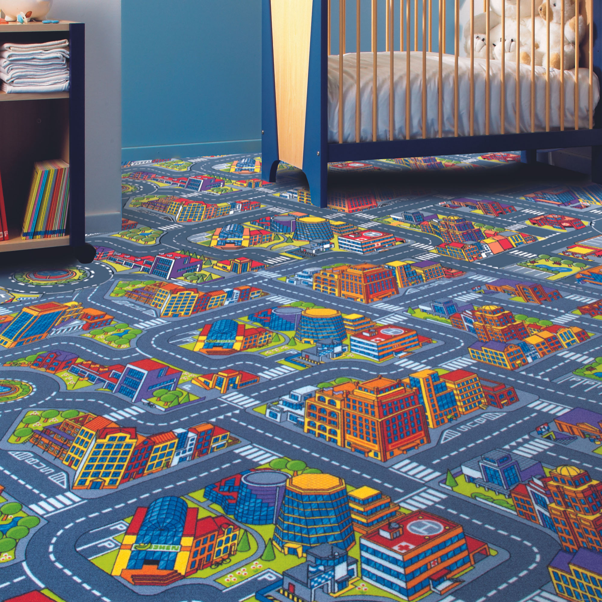 Andiamo Teppichboden "City, Schlinge, Gesamthöhe 6,5 mm, Luxusklasse LC1" rechteckig Spielteppich, Straßenteppich, Breite 200 cm oder 400 cm, Kinderzimmer
