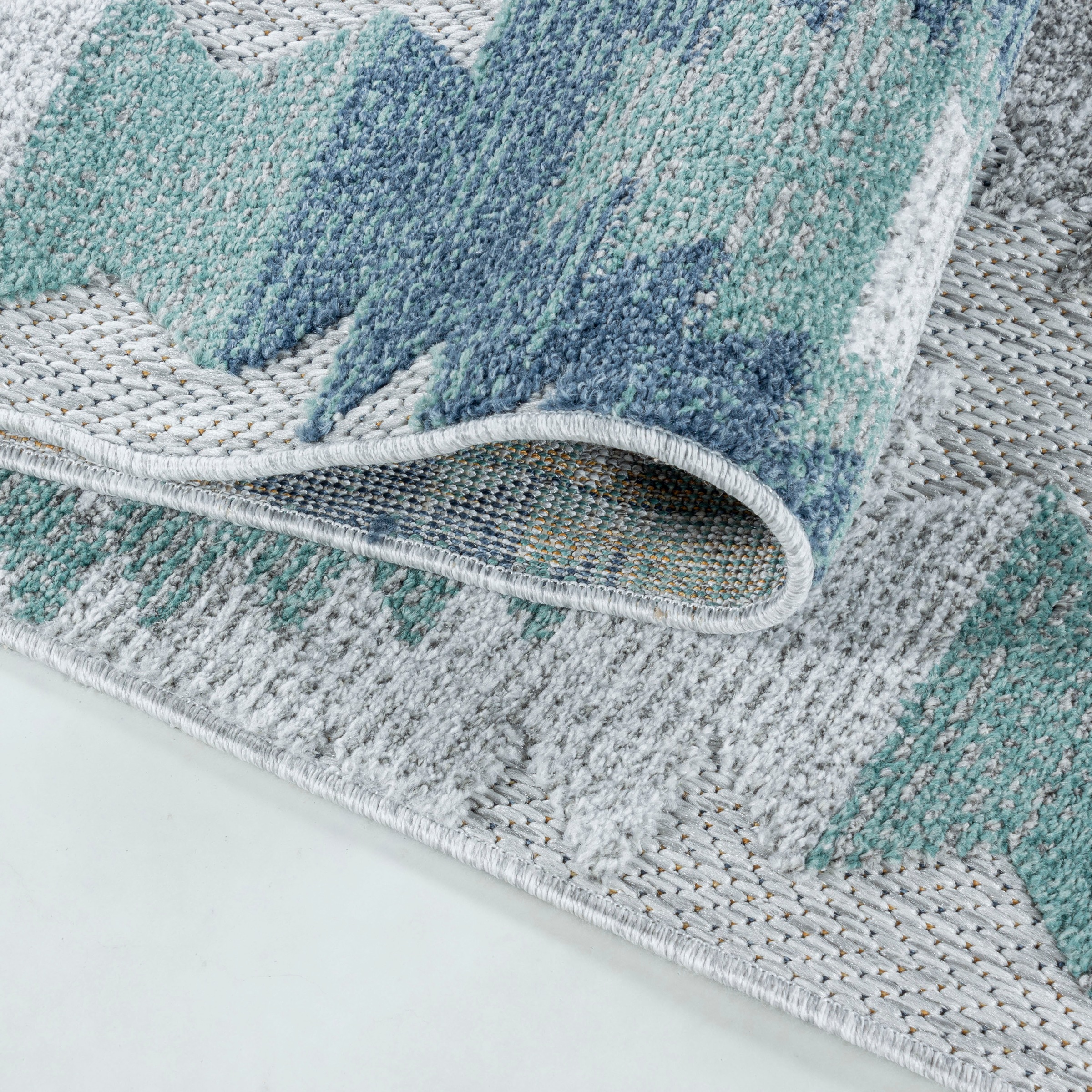 Teppich AYYILDIZ TEPPICHE "BAHAMA 5153", blau, B:200cm H:8mm L:290cm, Polypropylen, Teppiche, Teppich, Läufer, Flachflor mit Hoch-Tief-Struktur, In-und Outdoor geeignet 3